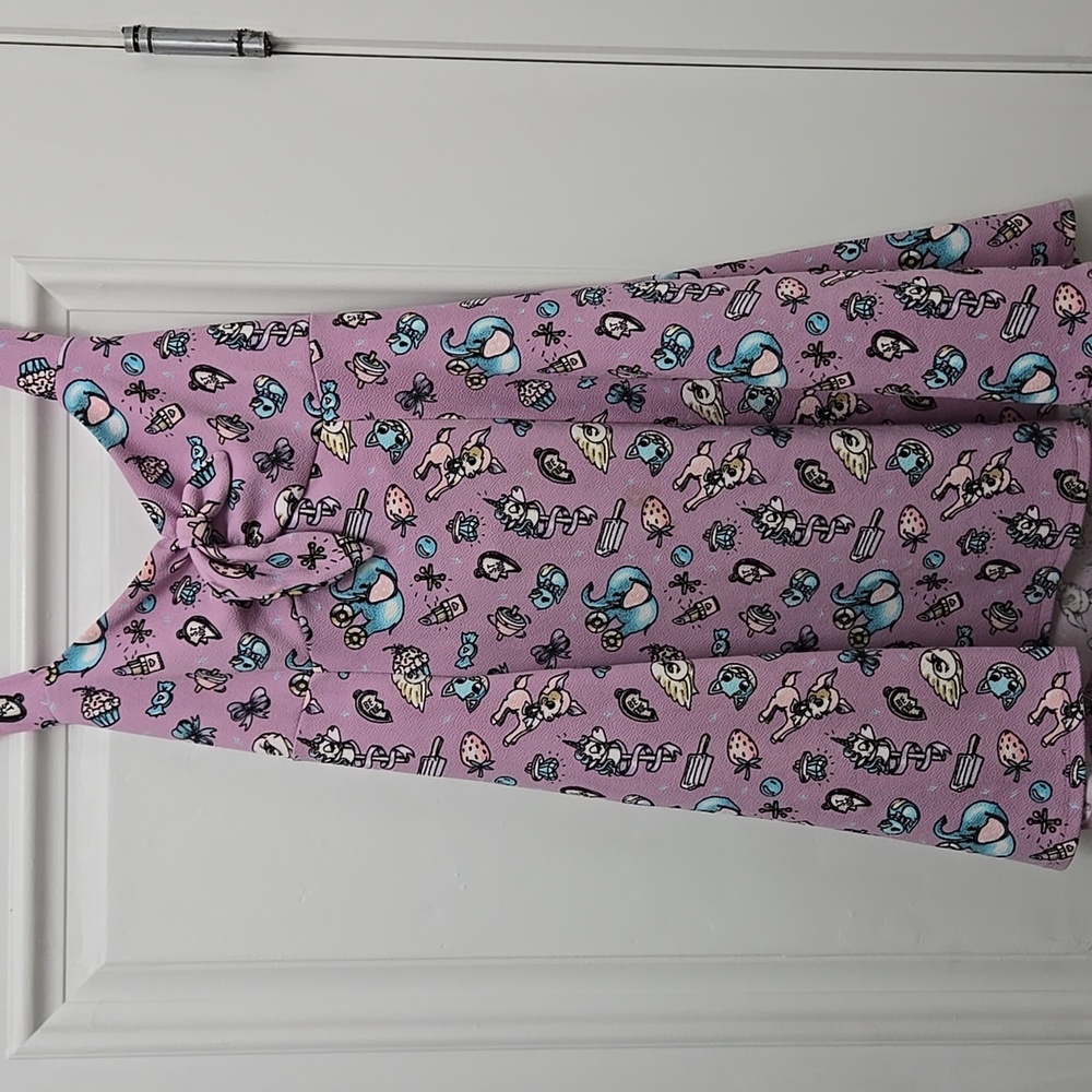 Purple Sleeveless Dress with Fun Print